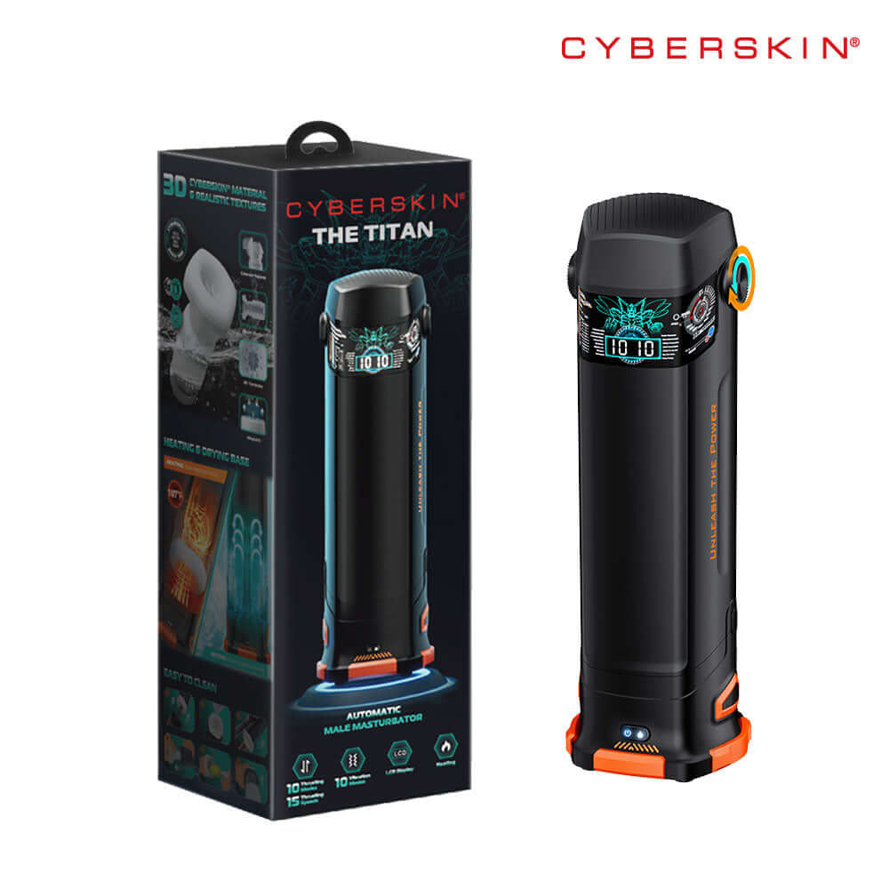 CyberSkin B-Titan - Black USB Rechargeable Thrusting & Vibrating Auto Masturbator with Heater